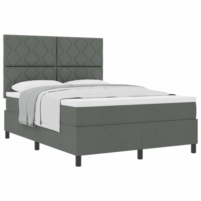 Pat cu arcuri cu headboard Gri închis 140 x 200 cm țesătură WALTI