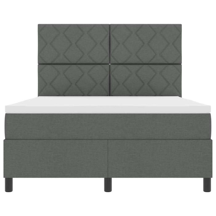 Pat cu arcuri cu headboard Gri închis 140 x 200 cm țesătură WALTI