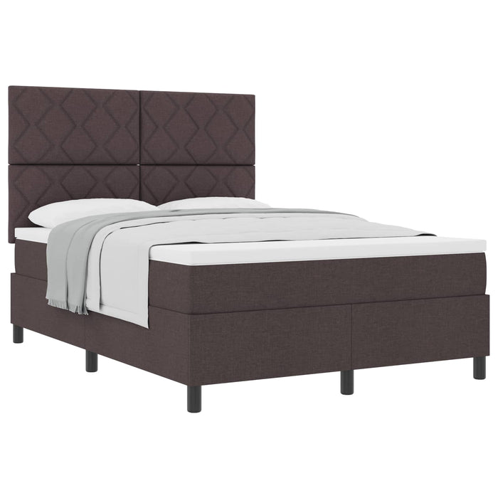 Pat cu arcuri cu headboard Maro închis 140 x 200 cm țesătură WALTI