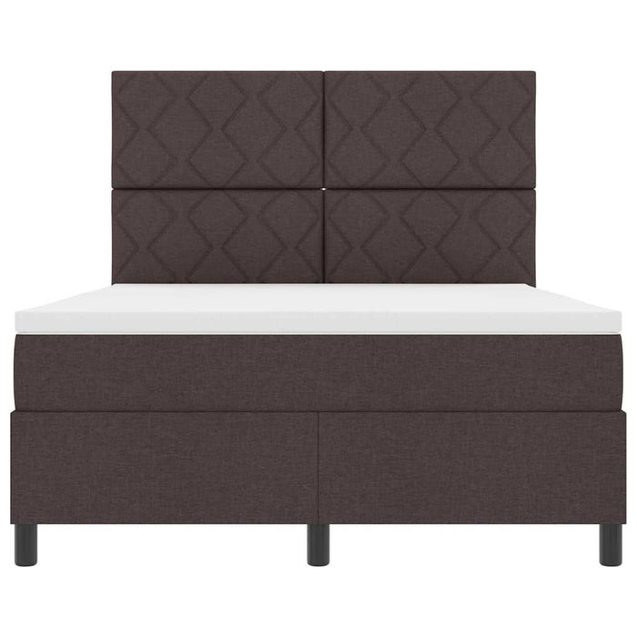 Pat cu arcuri cu headboard Maro închis 140 x 200 cm țesătură WALTI