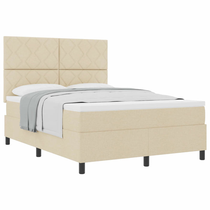 Pat cu arcuri cu headboard Crem 140 x 200 cm țesătură WALTI