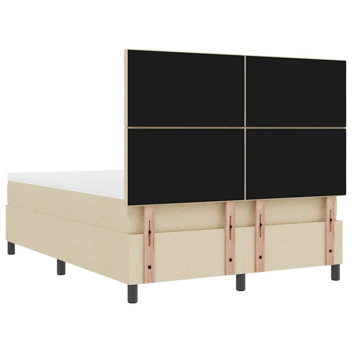 Pat cu arcuri cu headboard Crem 140 x 200 cm țesătură WALTI