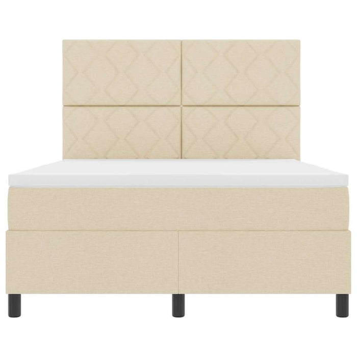 Pat cu arcuri cu headboard Crem 140 x 200 cm țesătură WALTI