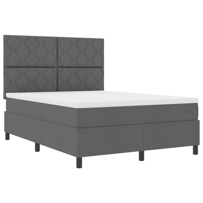 Pat cu arcuri cu headboard Gri închis 160 x 200 cm țesătură WALTI