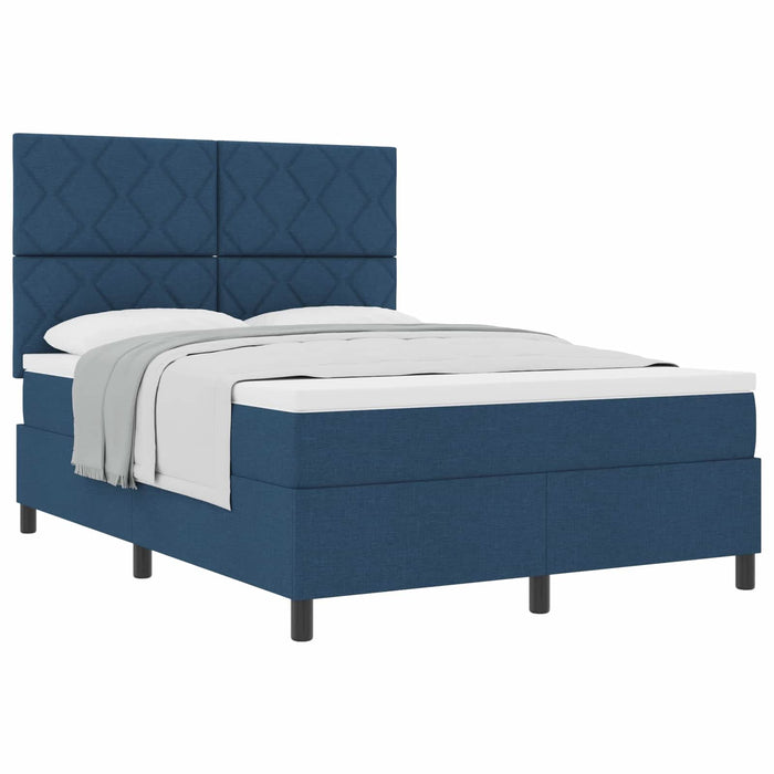 Pat cu arcuri cu headboard albastru 160 x 200 cm țesătură WALTI