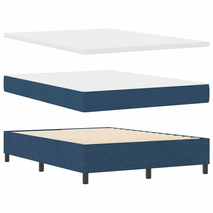 Pat cu arcuri cu headboard albastru 160 x 200 cm țesătură WALTI