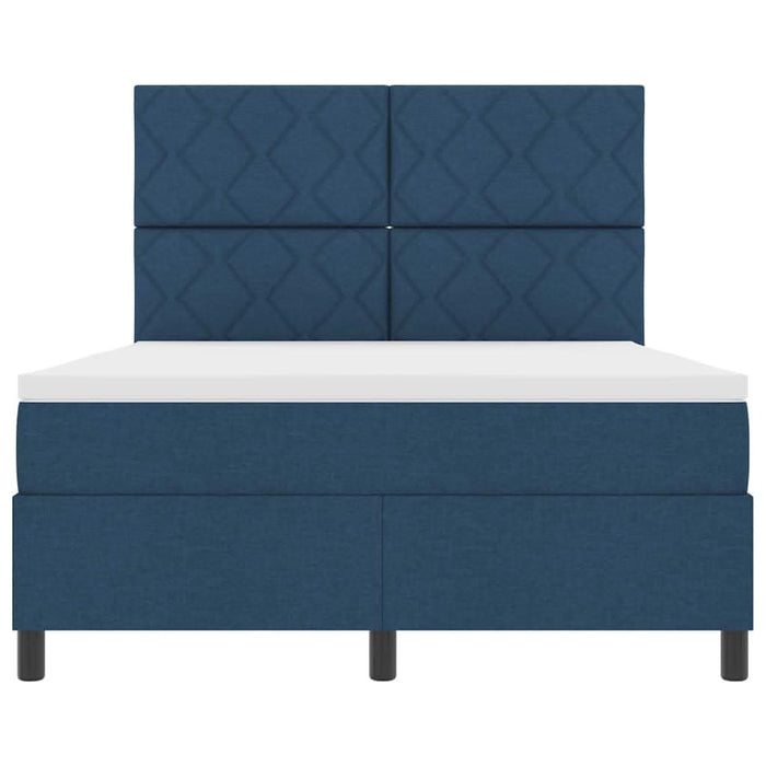 Pat cu arcuri cu headboard albastru 160 x 200 cm țesătură WALTI