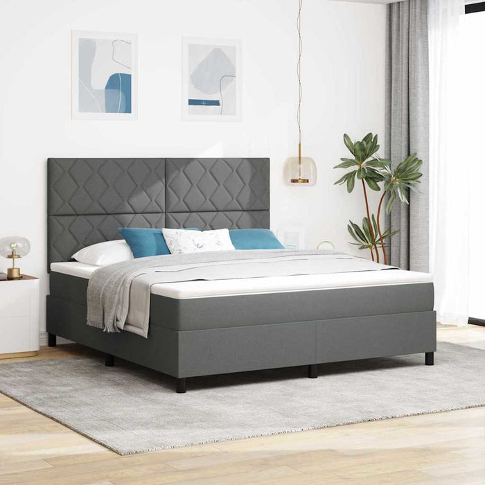 Pat cu arcuri cu headboard Gri închis 180 x 200 cm țesătură - WALTI WALTI