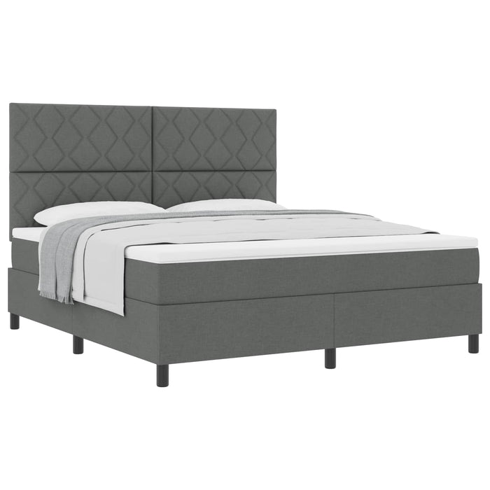 Pat cu arcuri cu headboard Gri închis 180 x 200 cm țesătură - WALTI WALTI