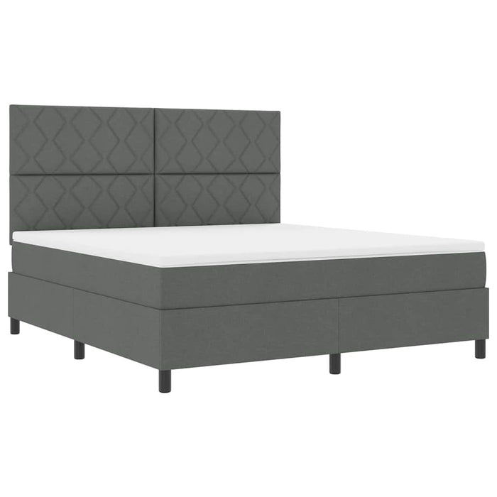 Pat cu arcuri cu headboard Gri închis 180 x 200 cm țesătură - WALTI WALTI