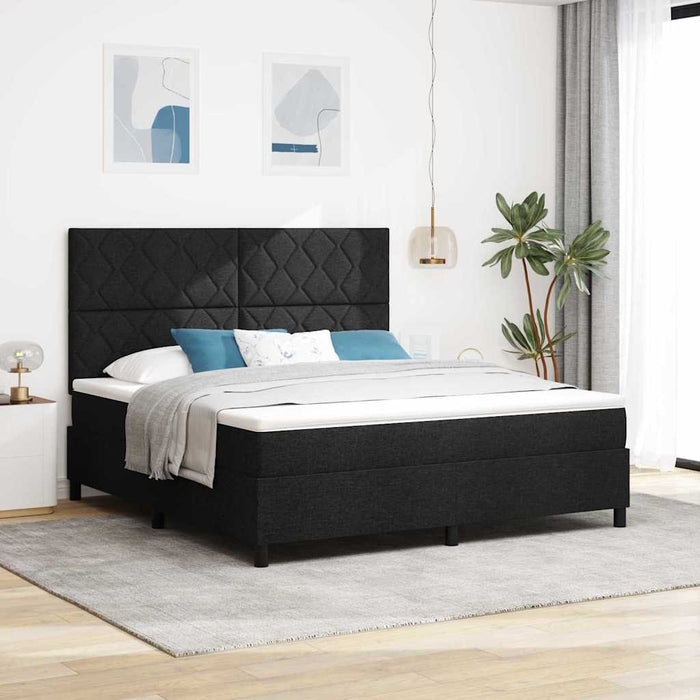 Pat cu arcuri cu headboard Negru 180 x 200 cm țesătură WALTI