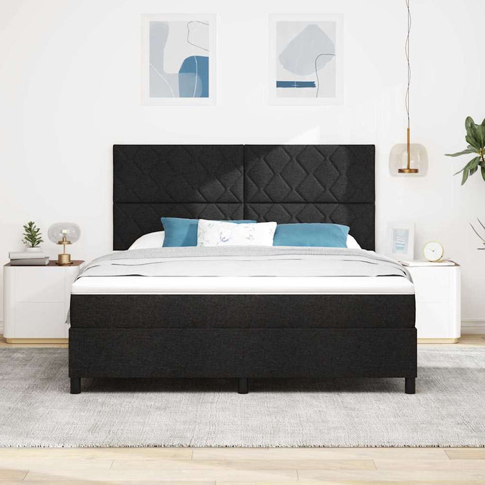 Pat cu arcuri cu headboard Negru 180 x 200 cm țesătură WALTI