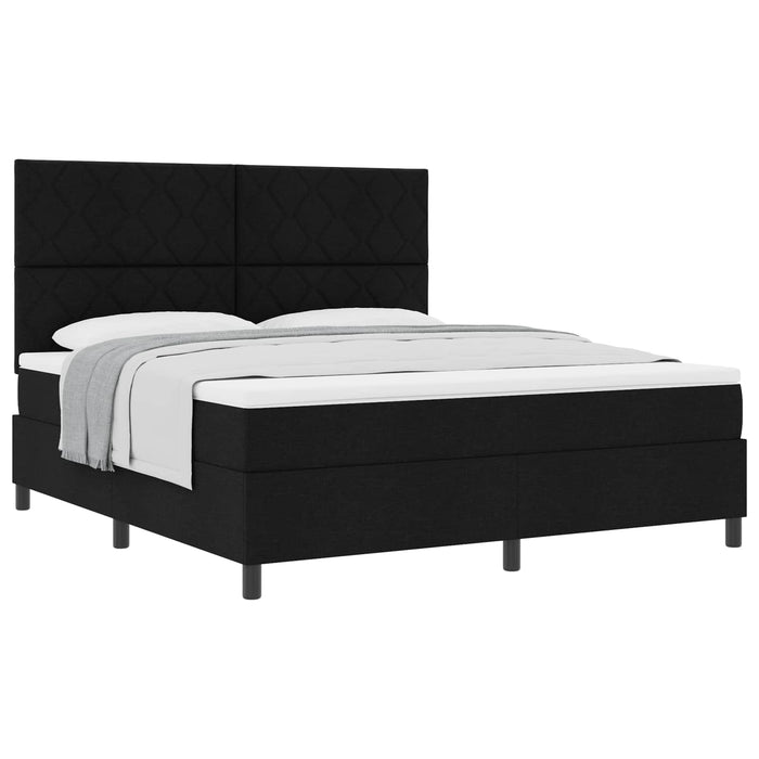 Pat cu arcuri cu headboard Negru 180 x 200 cm țesătură WALTI