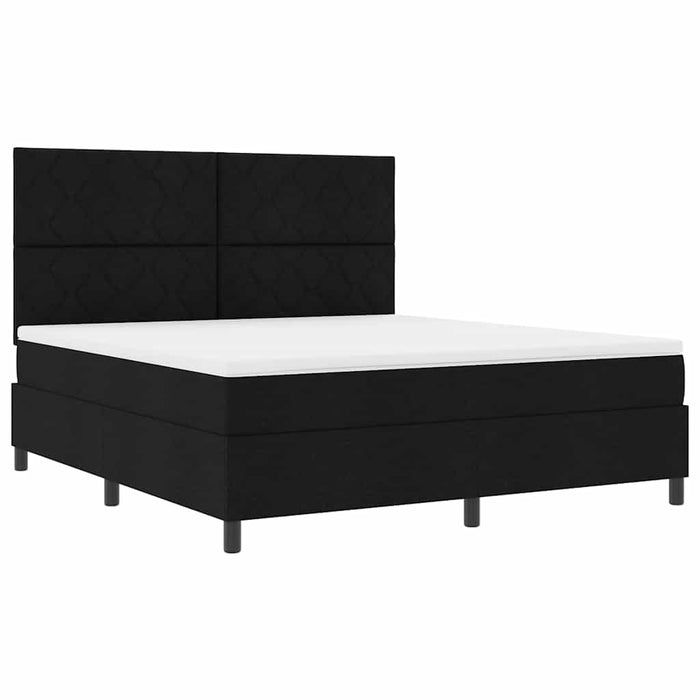Pat cu arcuri cu headboard Negru 180 x 200 cm țesătură WALTI