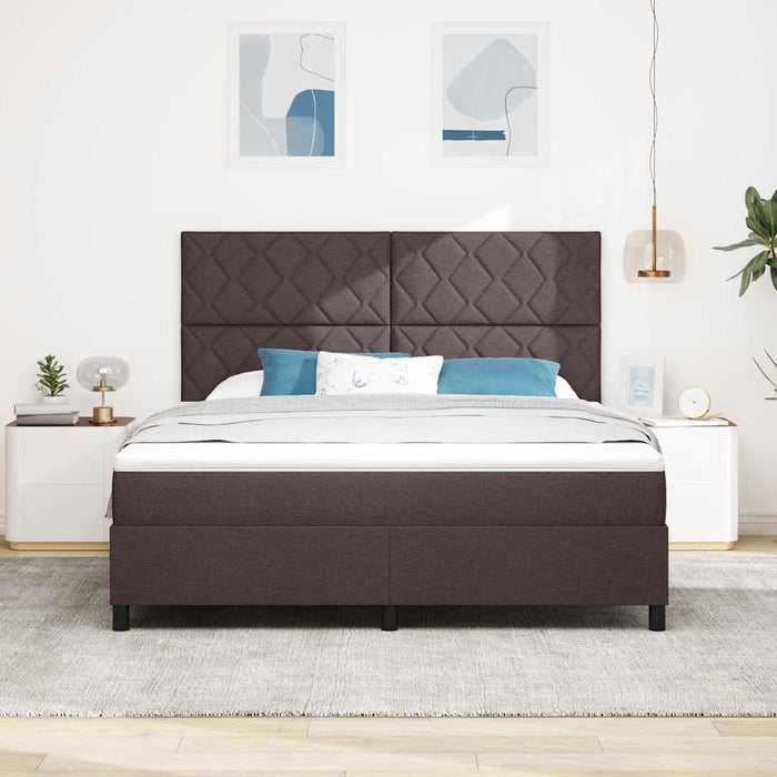 Pat cu arcuri cu headboard Maro închis 180 x 200 cm țesătură WALTI