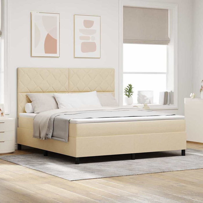Pat cu arcuri cu headboard Crem 180 x 200 cm țesătură WALTI