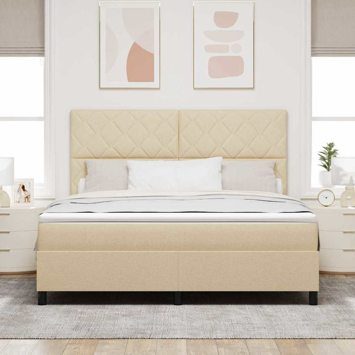 Pat cu arcuri cu headboard Crem 180 x 200 cm țesătură WALTI