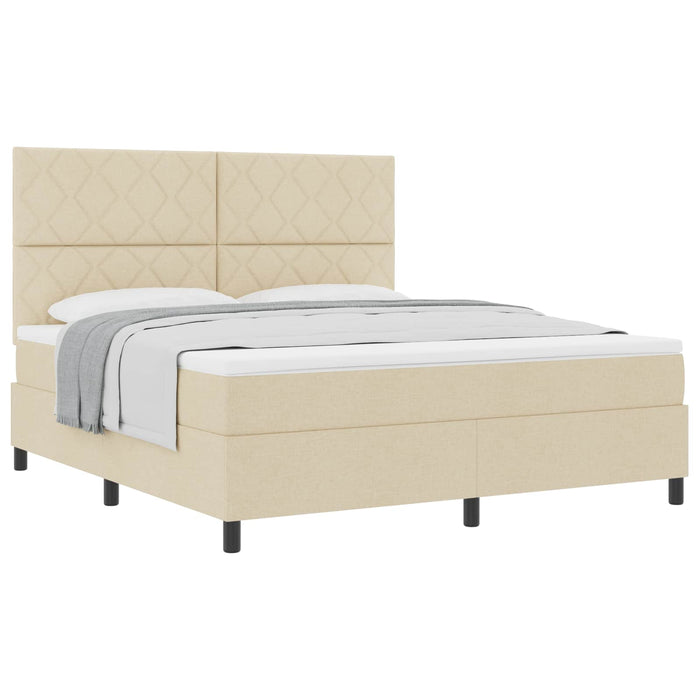 Pat cu arcuri cu headboard Crem 180 x 200 cm țesătură WALTI
