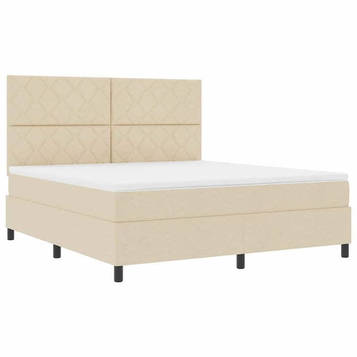 Pat cu arcuri cu headboard Crem 180 x 200 cm țesătură WALTI
