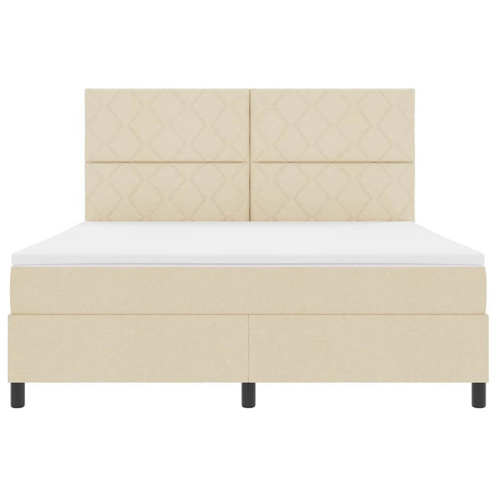 Pat cu arcuri cu headboard Crem 180 x 200 cm țesătură WALTI