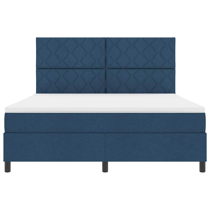 Pat cu arcuri cu headboard albastru 180 x 200 cm țesătură - WALTI WALTI