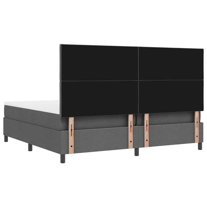Pat cu arcuri cu headboard Gri închis 200 x 200 cm țesătură WALTI