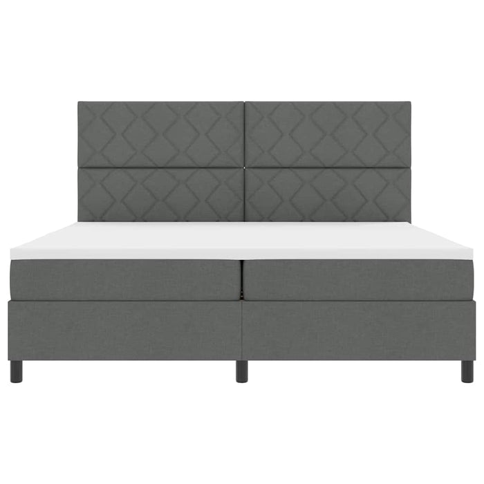 Pat cu arcuri cu headboard Gri închis 200 x 200 cm țesătură WALTI