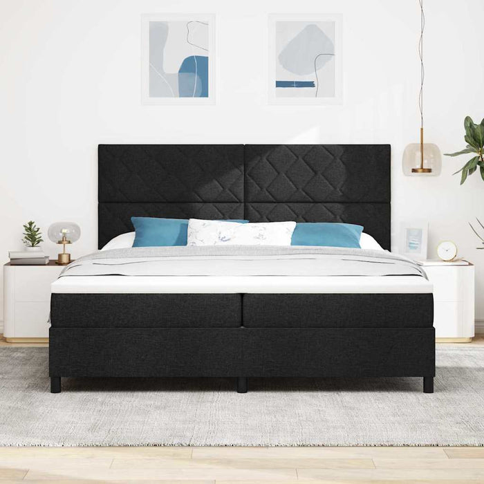 Pat cu arcuri cu saltea Negru 200 x 200 cm țesătură - WALTI WALTI