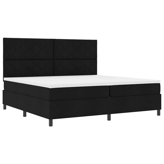 Pat cu arcuri cu saltea Negru 200 x 200 cm țesătură - WALTI WALTI