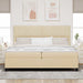 Pat cu arcuri cu saltea cu headboard Crem 200 x 200 cm țesătură - WALTI WALTI