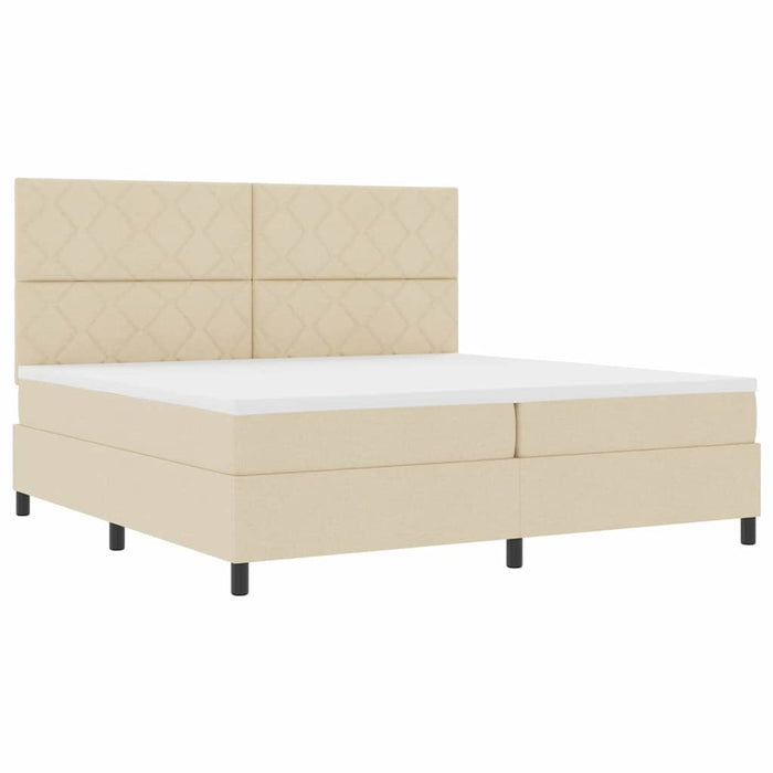 Pat cu arcuri cu saltea cu headboard Crem 200 x 200 cm țesătură - WALTI WALTI