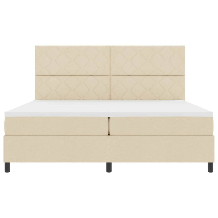 Pat cu arcuri cu saltea cu headboard Crem 200 x 200 cm țesătură - WALTI WALTI