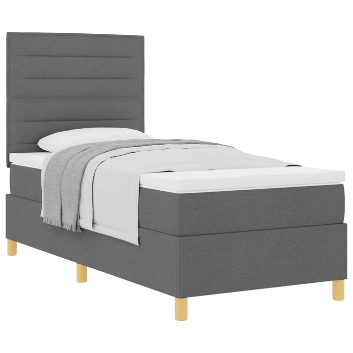 Pat cu arcuri cu saltea Gri închis 80 x 200 cm țesătură - WALTI WALTI