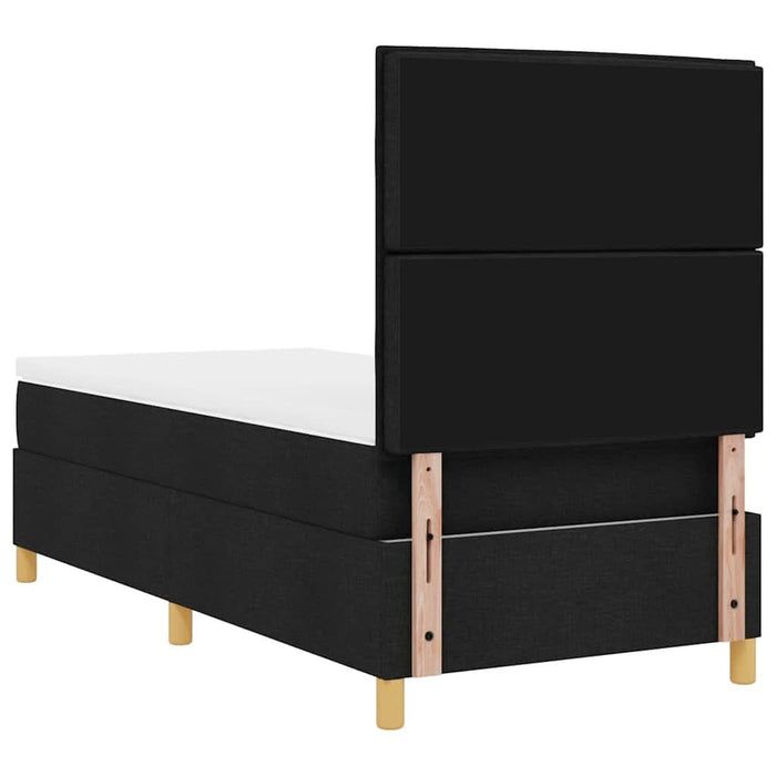 Pat cu arcuri cu saltea cu headboard Negru 90 x 200 cm țesătură - WALTI WALTI