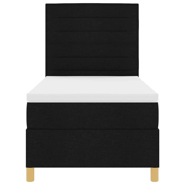 Pat cu arcuri cu saltea cu headboard Negru 90 x 200 cm țesătură - WALTI WALTI