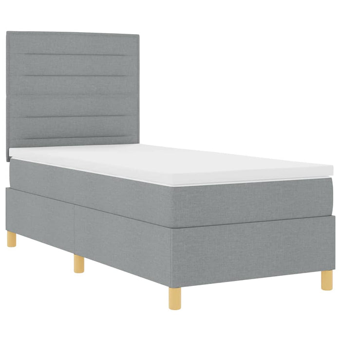 Pat cu arcuri cu saltea Gri deschis 100 x 200 cm țesătură - WALTI WALTI