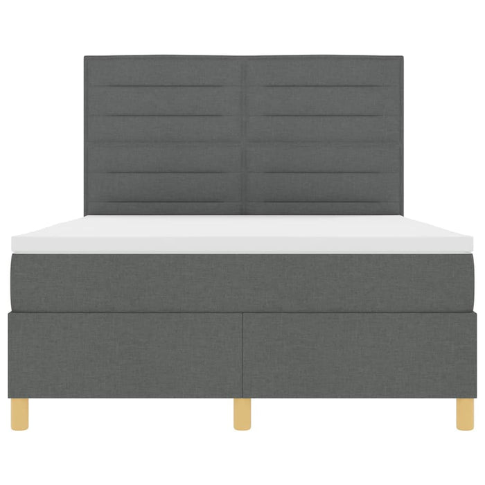 Pat cu arcuri cu saltea Gri închis 140 x 190 cm țesătură - WALTI WALTI