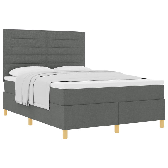 Pat cu arcuri cu saltea Gri închis 140 x 200 cm țesătură - WALTI WALTI