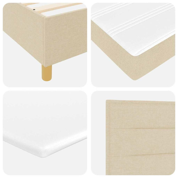 Pat cu arcuri cu saltea cu headboard Crem 140 x 200 cm țesătură - WALTI WALTI