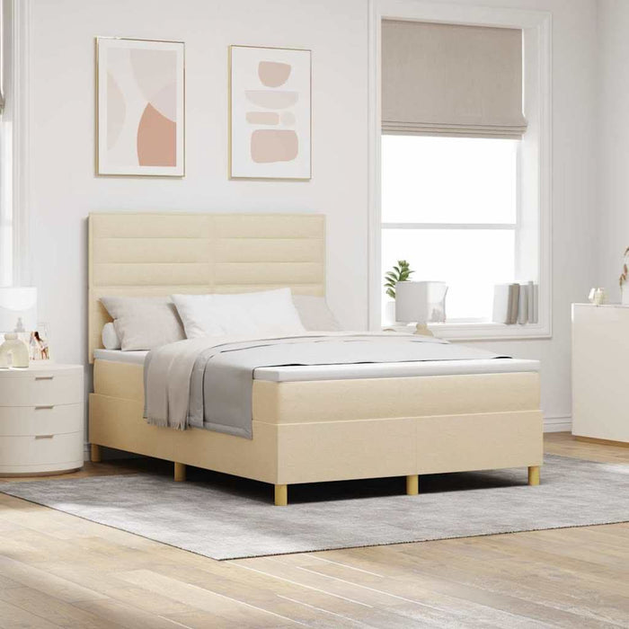 Pat cu arcuri cu saltea cu headboard Crem 140 x 200 cm țesătură - WALTI WALTI