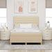 Pat cu arcuri cu saltea cu headboard Crem 140 x 200 cm țesătură - WALTI WALTI