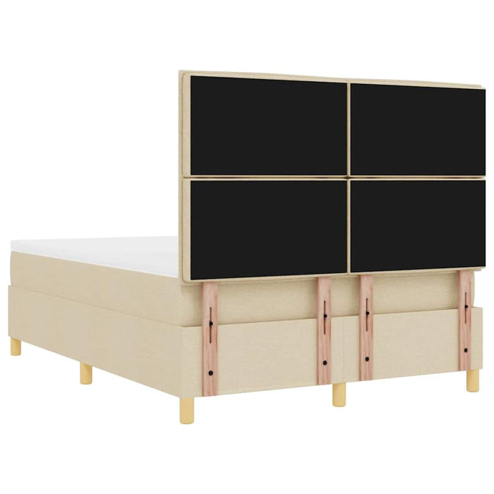 Pat cu arcuri cu saltea cu headboard Crem 140 x 200 cm țesătură - WALTI WALTI