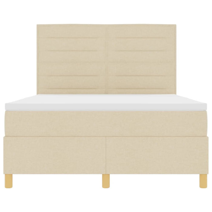 Pat cu arcuri cu saltea cu headboard Crem 140 x 200 cm țesătură - WALTI WALTI
