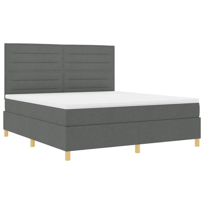 Pat cu arcuri cu saltea Gri închis 180 x 200 cm țesătură - WALTI WALTI