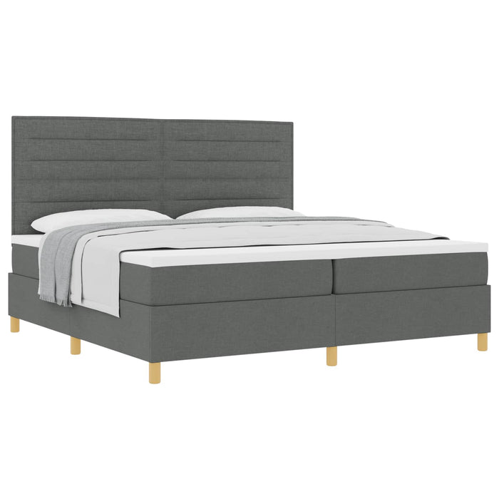 Pat cu arcuri cu saltea Gri închis 200 x 200 cm țesătură - WALTI WALTI