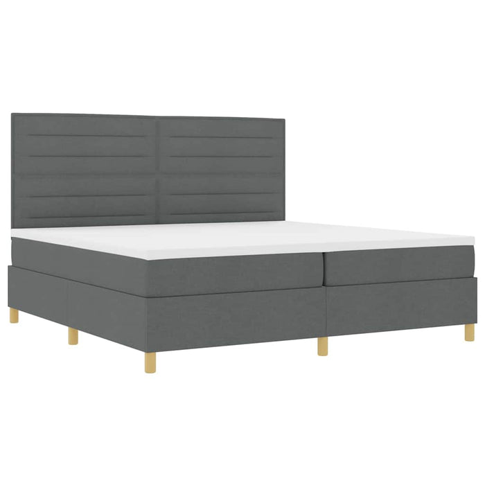 Pat cu arcuri cu saltea Gri închis 200 x 200 cm țesătură - WALTI WALTI