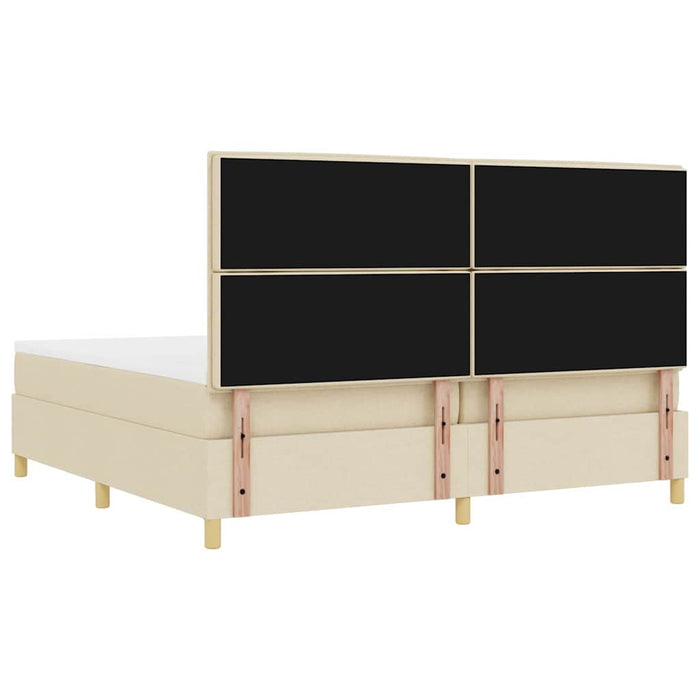 Pat cu arcuri cu saltea cu headboard Crem 200 x 200 cm țesătură WALTI