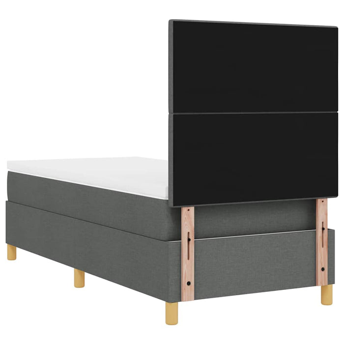 Pat cu arcuri cu headboard Gri închis 90 x 200 cm țesătură WALTI