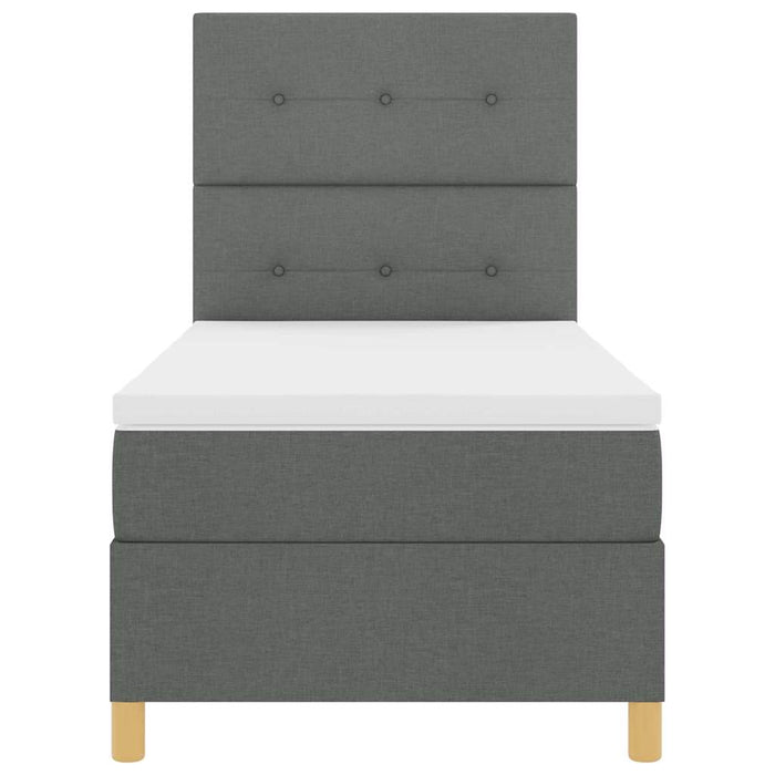 Pat cu arcuri cu headboard Gri închis 90 x 200 cm țesătură WALTI