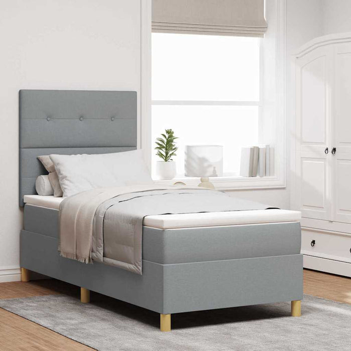 Pat cu arcuri cu headboard Gri deschis 100 x 200 cm țesătură WALTI